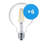 Voordeelpak 6x Philips Corepro LED Globe E27 Filament Helder 95mm 7W 806lm - 827 Zeer Warm Wit | Vervangt 60W