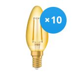 Voordeelpak 10x Ledvance Vintage 1906 LED E14 Kaars Goud 1.5W 120lm - 824 Zeer Warm Wit | Vervangt 15W