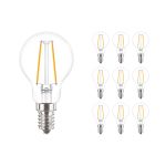 Voordeelpak 10x Philips Corepro LED Lustre E14 Kogel Filament Helder 2W 250lm - 827 Zeer Warm Wit | Vervangt 25W