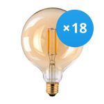 Voordeelpak 18x Noxion Lucent LED E27 Globe Filament Amber 125mm 7.2W 630lm - 822 Zeer Warm Wit | Vervangt 60W