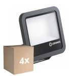 Voordeelpak 4x Ledvance LED Floodlight Aluminium Zwart 69W 9150lm 100D - 830 Warm Wit | IP66 - Symmetrisch