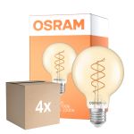 Voordeelpak 4x Osram Vintage 1906 LED E27 Globe Filament Twist Goud 8W 806lm - 922 Zeer Warm Wit | Beste Kleurweergave - Dimbaar - Vervangt 60W