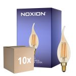 Voordeelpak 10x Noxion Lucent LED E14 Kaars Filament Amber BA35 4.5W 400lm - 822 Zeer Warm Wit | Dimbaar - Vervangt 35W