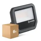 Voordeelpak 6x Ledvance LED Floodlight Aluminium Zwart 17W 2200lm 100D - 830 Warm Wit | IP66 - Symmetrisch