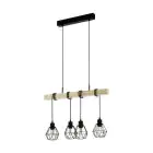 Eglo Hanglamp Townshend 5 Staal Hout Zwart | IP20 - Geschikt voor 4x E27 