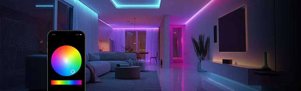 Smart home LED strip installatie woonkamer
